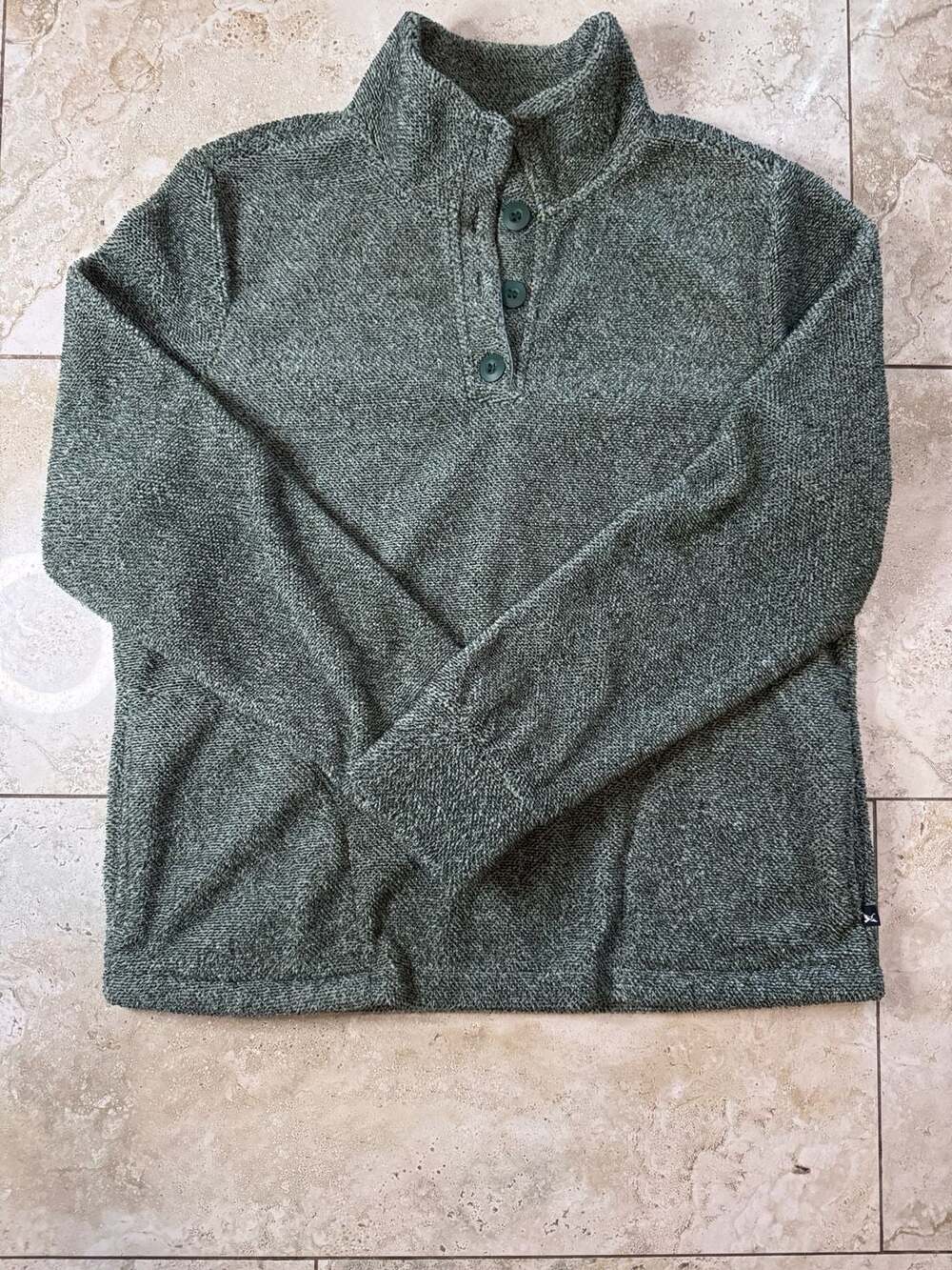 Eddie Bauer Women's Green Fleece Pullover Henley Sweater Size S
